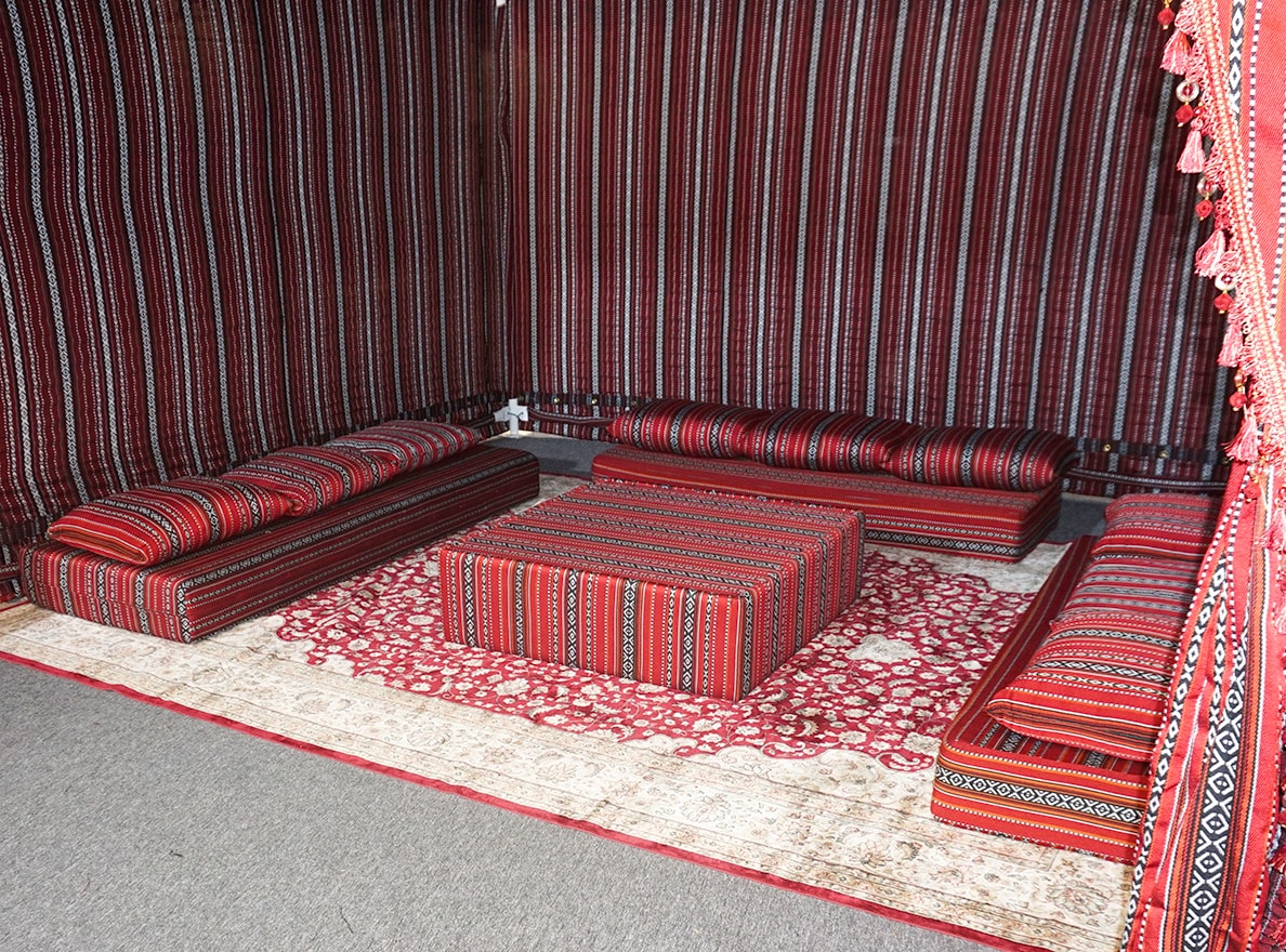 Elegant majlis renovation with custom curtains and seating